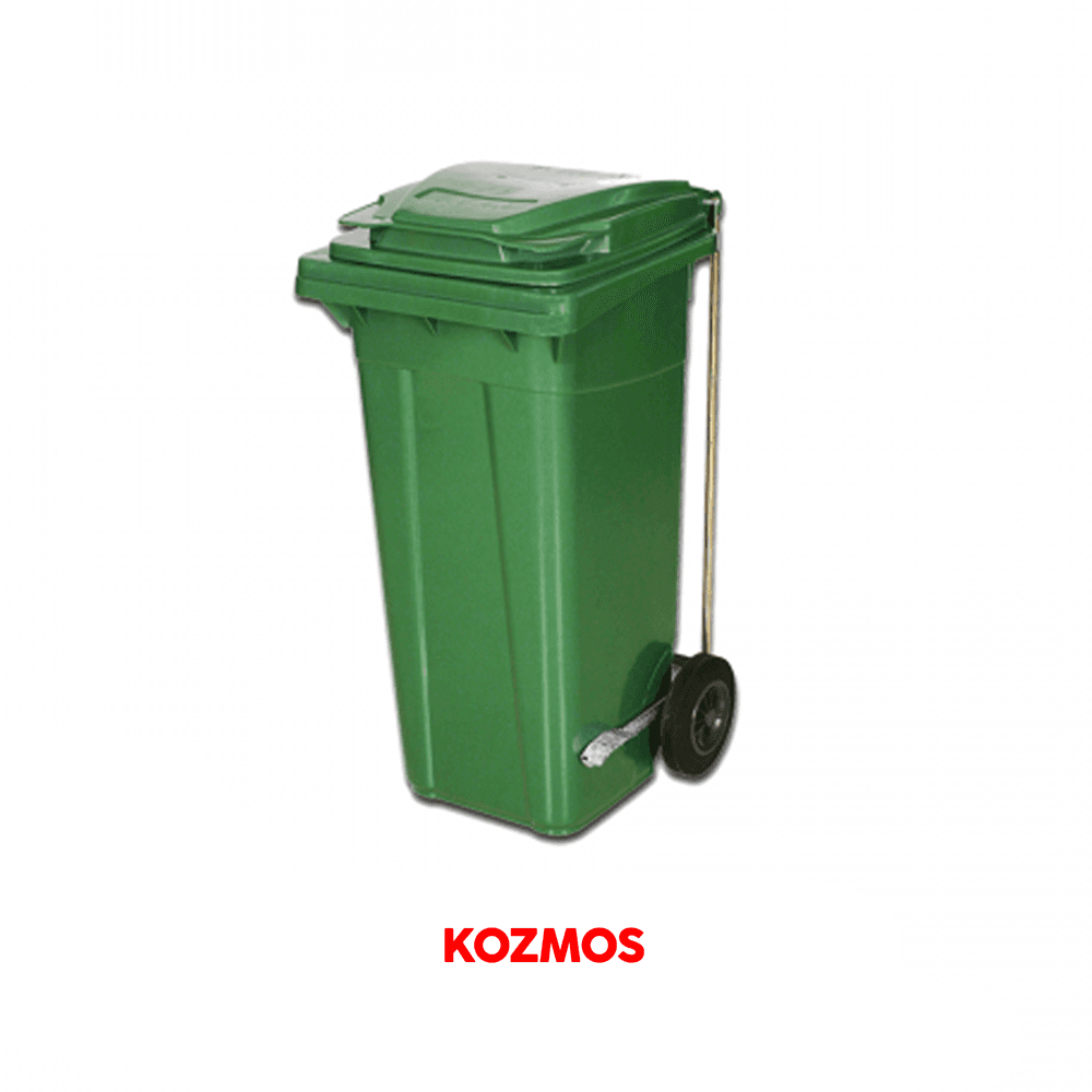 Çöp Konteyneri 120 Lt.Yeşil Tekerli Yandan Pedallı