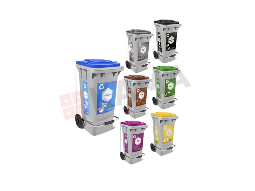 4lü Plastik Dış Mekan Atık Kova Seti 120 lt Tkrlk