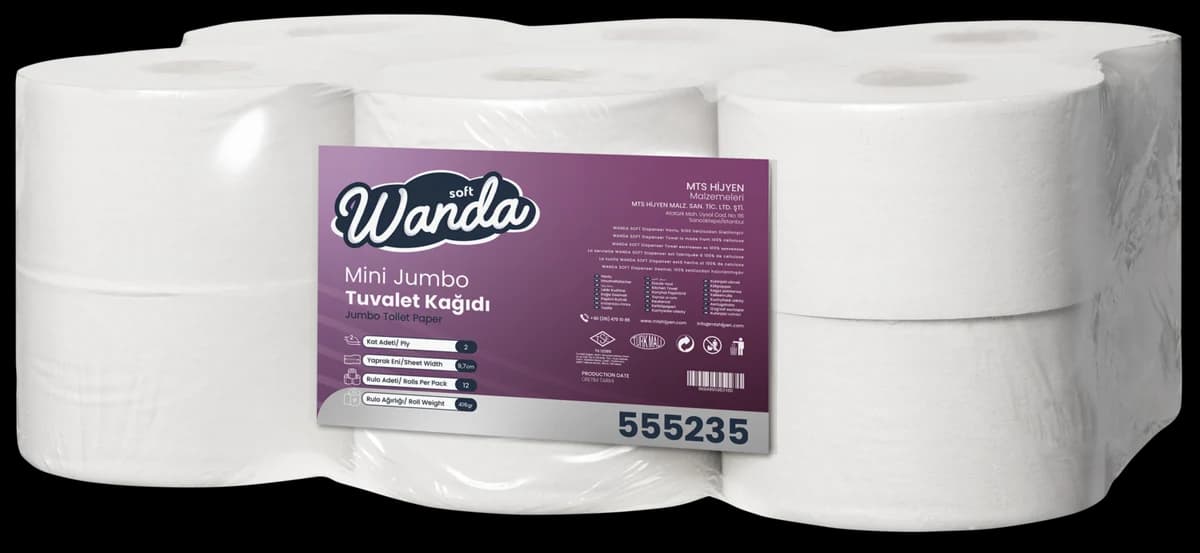 Mini Jumbo Tuvalet Kağıdı 5 kg 2 Katlı, 12 Rulo
