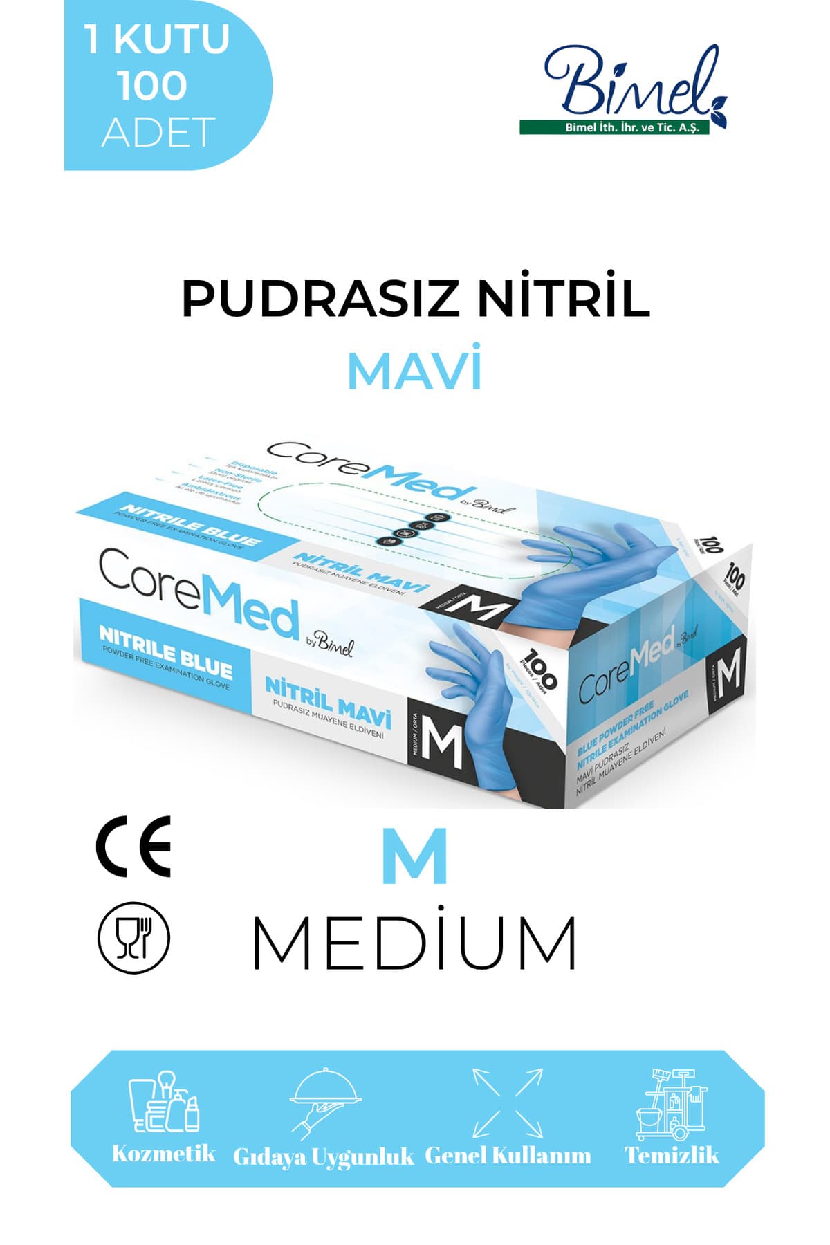 Nitril Muayene Eldiveni M (100'lü)