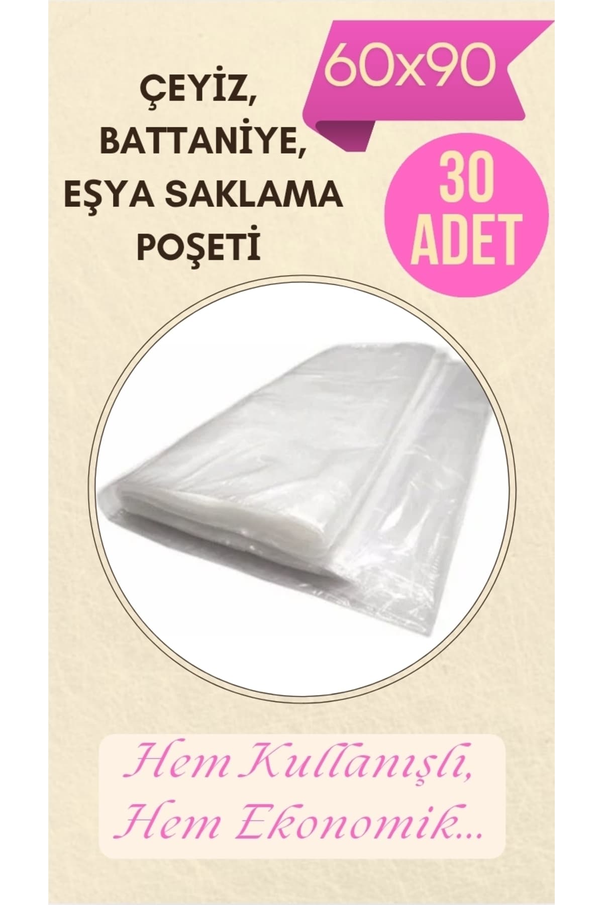 60x90 Şeffaf Gıda Saklama Poşeti