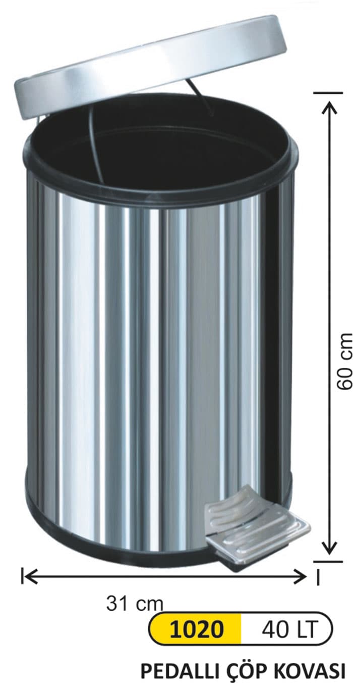 Kova 40 Lt Pedallı Metal