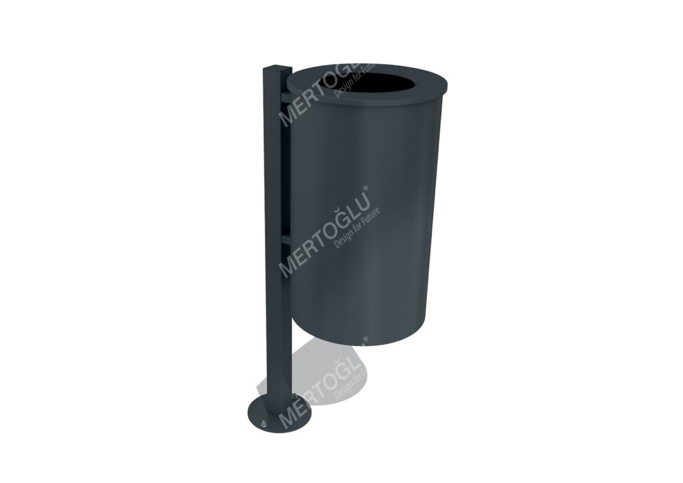 Pls. Dış Mekan Atık Kovası Teker. 120 L Füme Metal