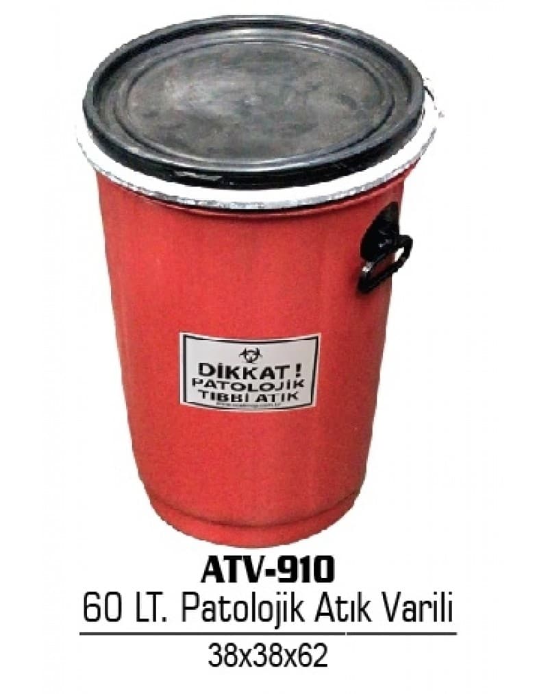 60 LT TEHKİKELİ VARİL PATOLOJİK ATIK KIRMIZI
