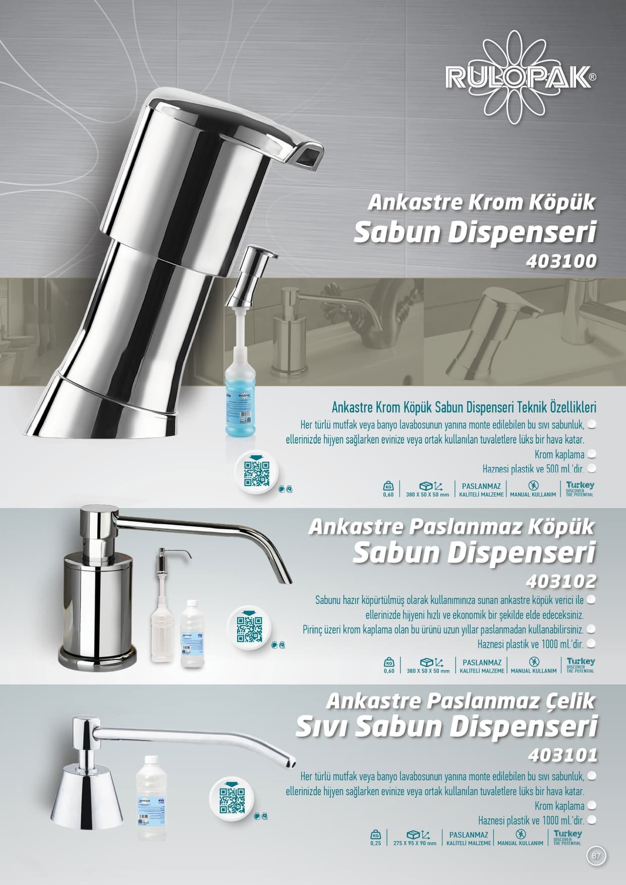 Ankastre Köpük Sabun Dispenseri