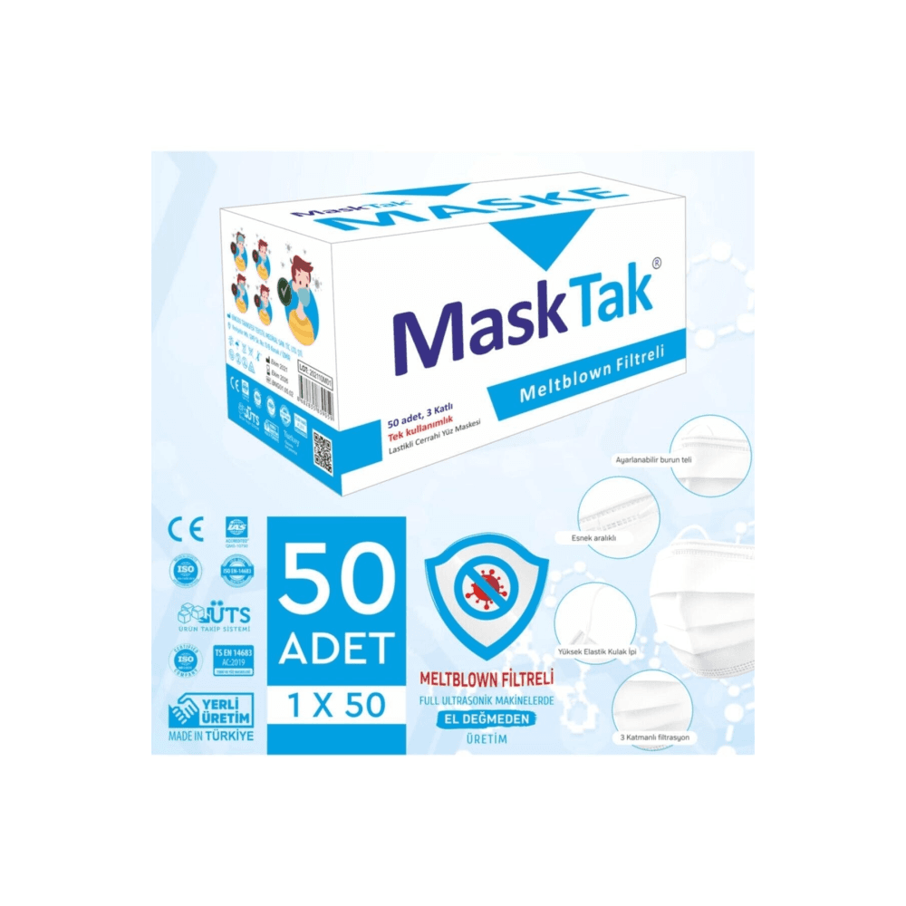 Maske lastikli 3 katlı 50 li