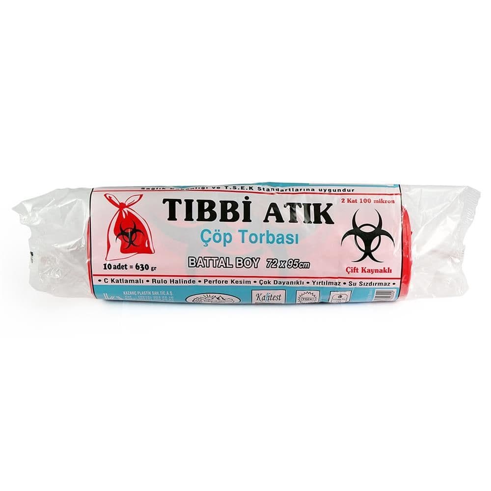 Tıbbi atık 72*95 Kırmızı (10*10)600gr 100 mc baskı